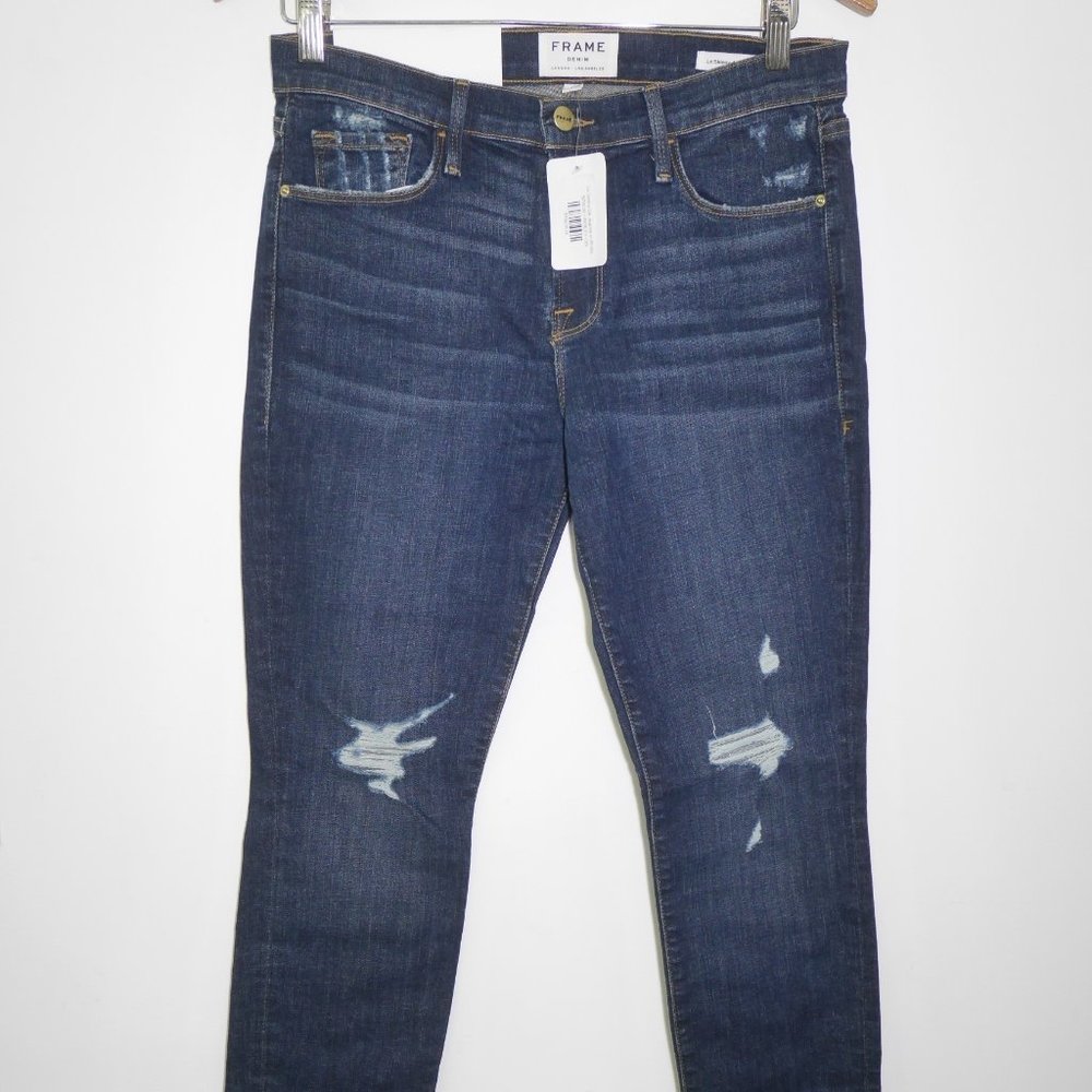 FRAME Denim Le Skinny de Jeanne in Wriley Destroy